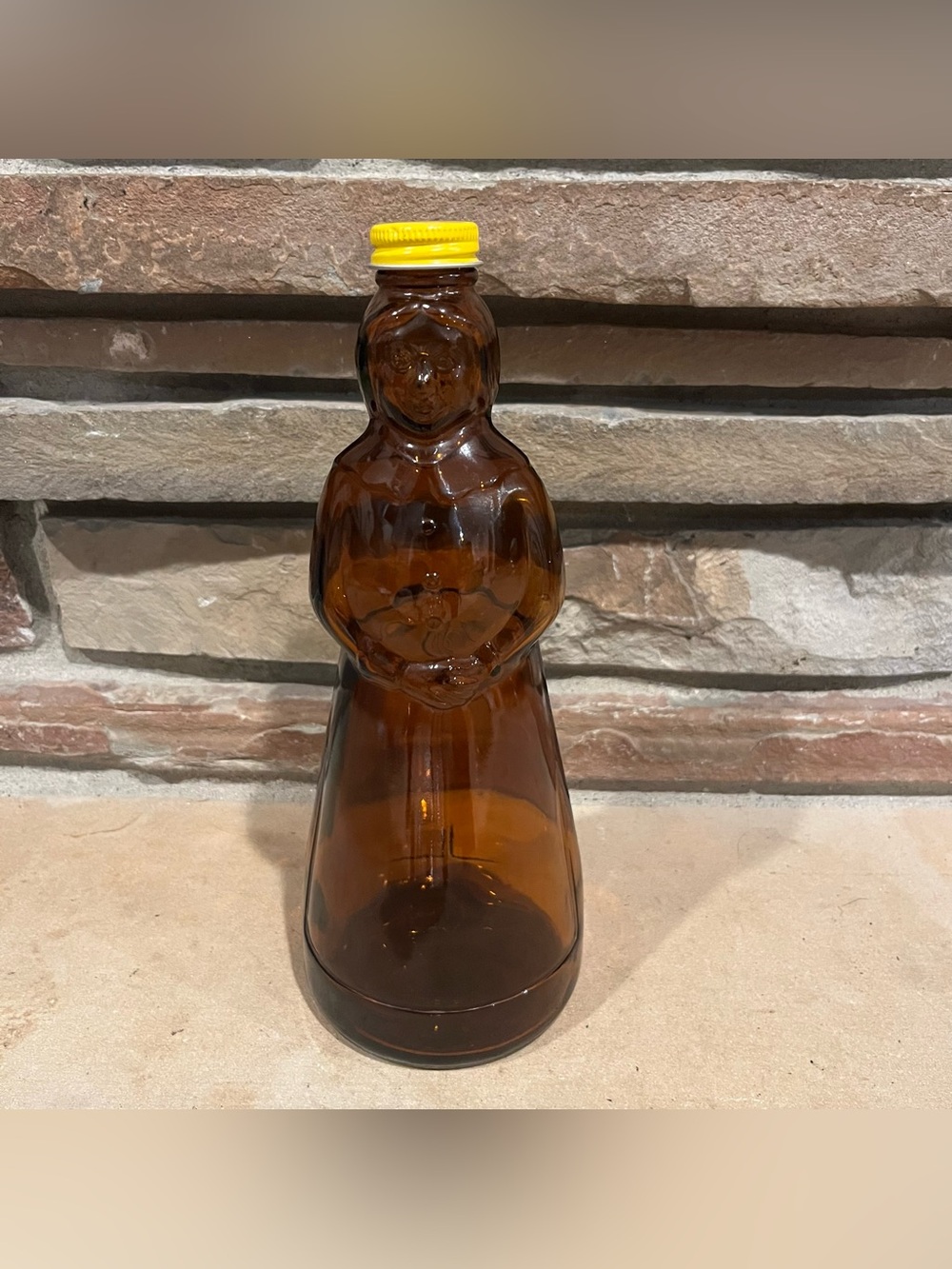 Mrs. Butterworth's Vintage Brown Glass Syrup Bottle 9.5"